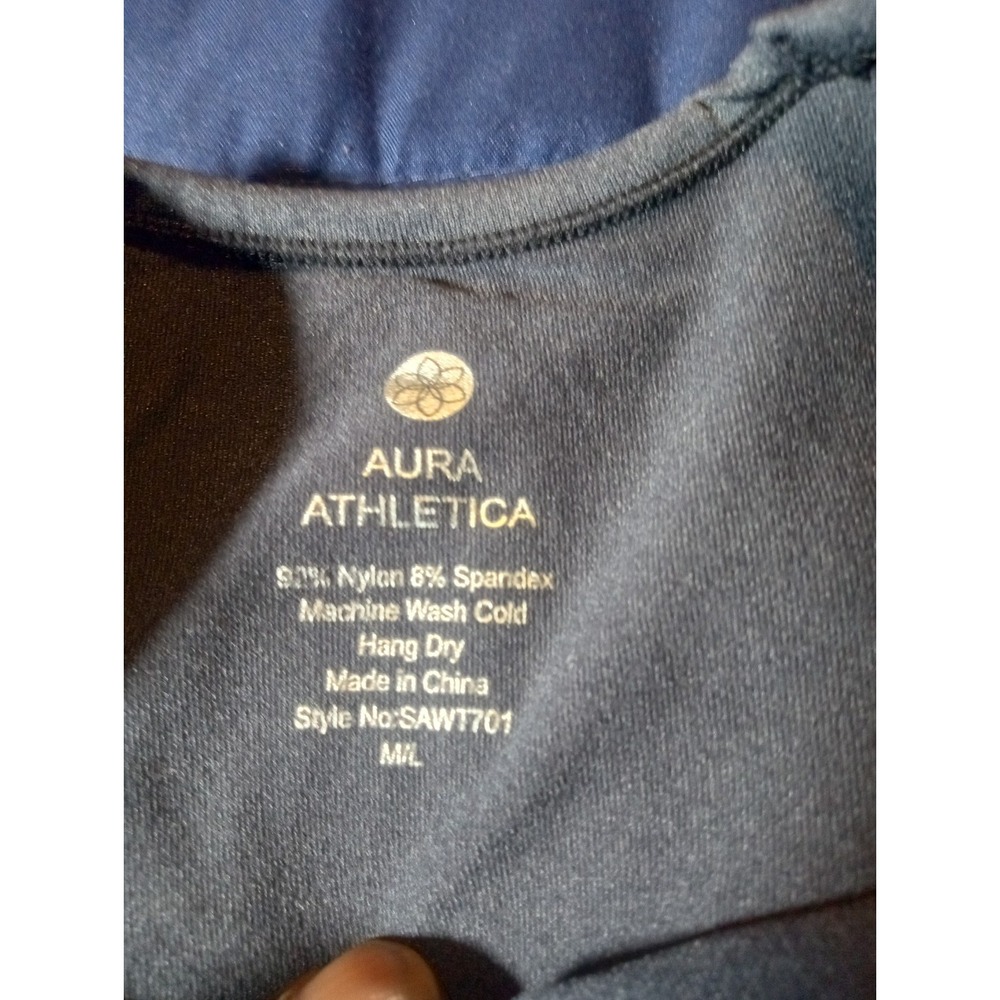 Aura Athletica Black Logo Long Sleeve Crew Neck Crop Top Sweatshirt Womens M/L - Picture 4 of 5